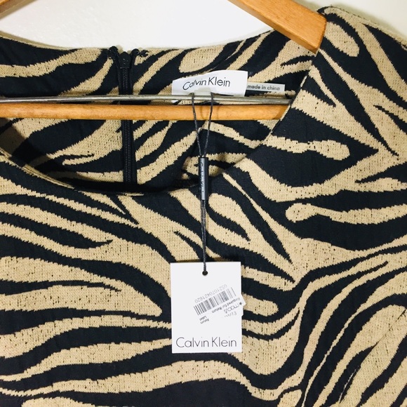 {Calvin Klein} Zebra Print Sheath Dress NWT Size10 - Picture 4 of 6